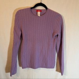 Anne Klein Sport Cashmere Cable Knit L/S Crew Neck Sweater